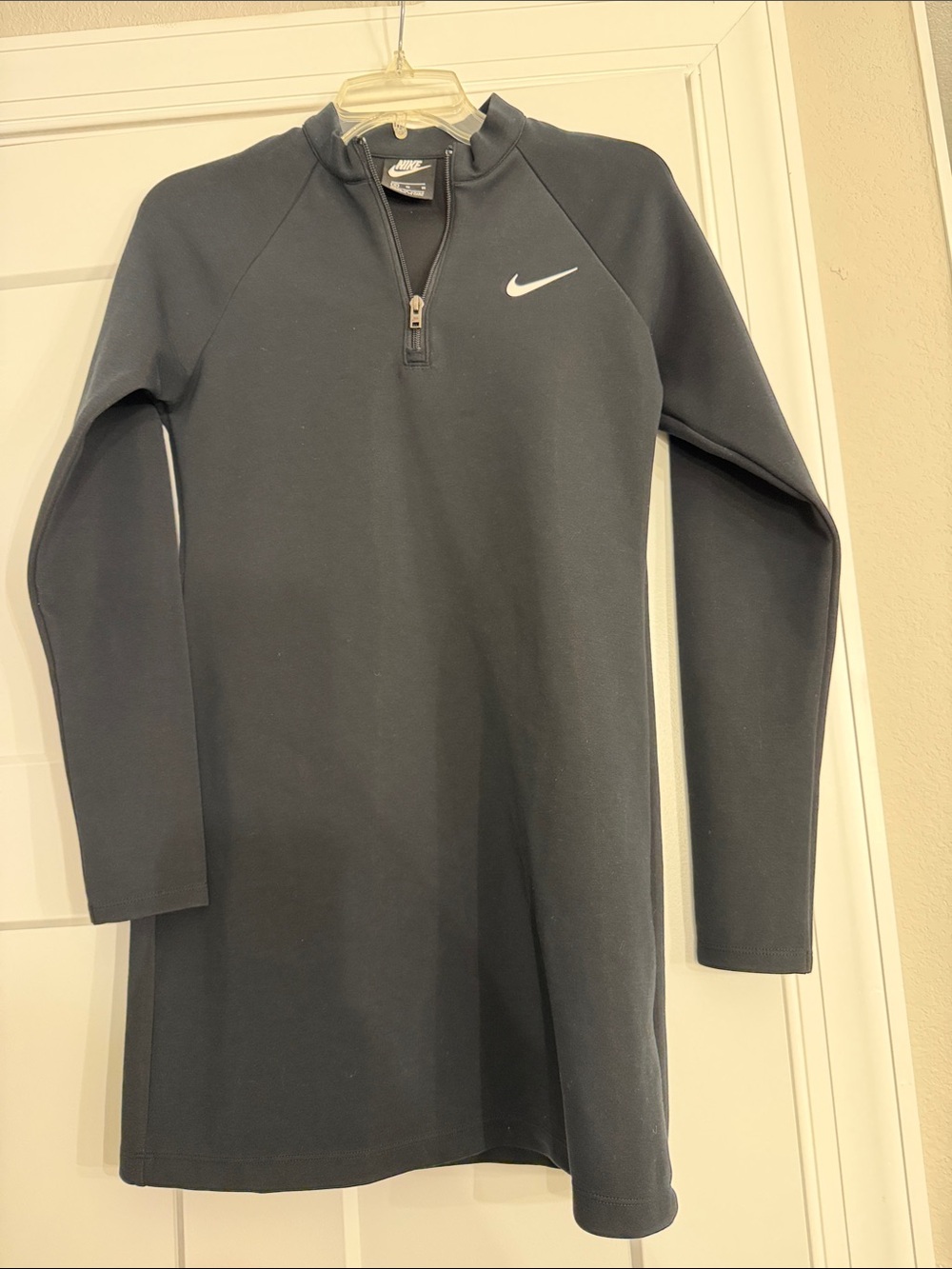 Nike Black 1/4 Zip Long Sleeve Pullover with White Swoosh